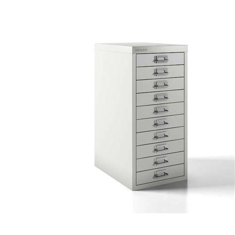 bisley desktop cabinet 10 drawer h590xw279xd380mm steel color silver|1.